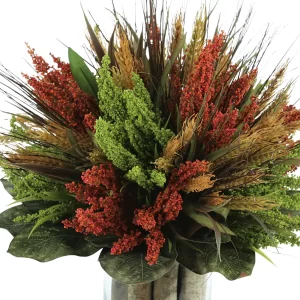 Heather, Wheat and Birch in a Glass Vase