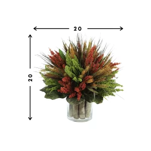 Heather, Wheat and Birch in a Glass Vase