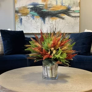 Heather, Wheat and Birch in a Glass Vase
