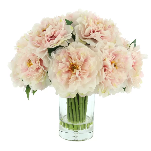 Peony Bunch in a Glass Vase with Bubble