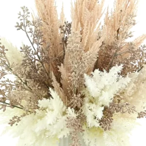 Pampas and Eucalyptus Arranged in a Ceramic Vase