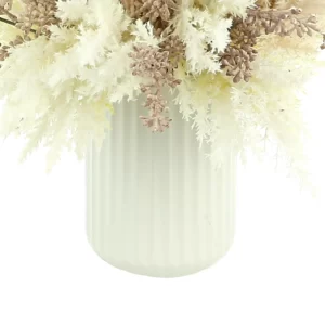 Pampas and Eucalyptus Arranged in a Ceramic Vase