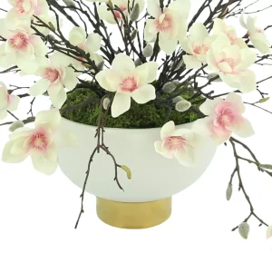 Butterfly Magnolia in a Ceramic Round Vase