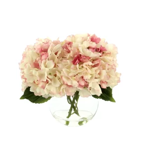 Hydrangea Floral Arrangement in a Clear Glass Vase