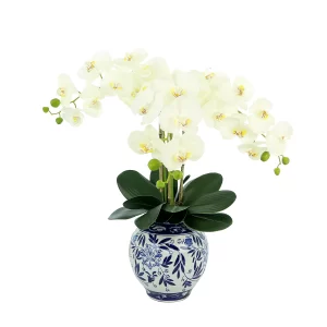 Orchid Floral Arrangement in a Decorative Ceramic Vase