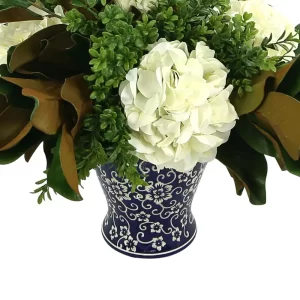 Hydrangea, Boxwood and Magnolia Leaves Arrangement