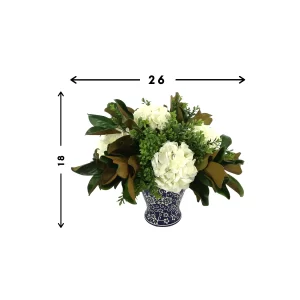 Hydrangea, Boxwood and Magnolia Leaves Arrangement