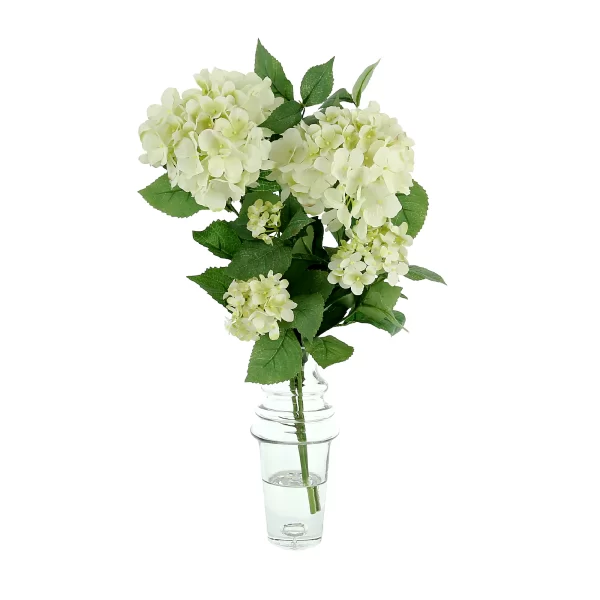 Hydrangea Floral Arrangement in a Tall Clear Glass Vase