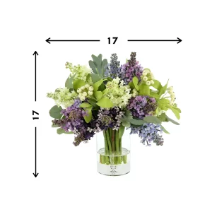 Lilac and Berry Floral Arrangement in a Clear Glass Vase