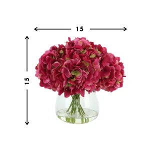 Hydrangea Floral Arrangement in a Round Glass Vase
