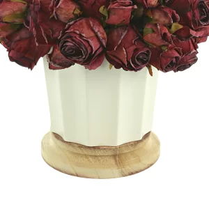 Dried Rose Bundle in a Ceramic Pot with Wooden Base