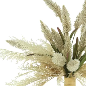 Pampas and Pennisetum Arrangement in a Tall Glass Vase