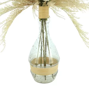 Pampas and Pennisetum Arrangement in a Tall Glass Vase