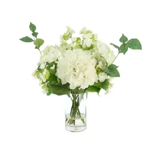 Blooming Hydrangeas in a Glass Vase