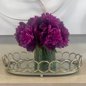 Peony Arrangement in Glass Vase with Grass