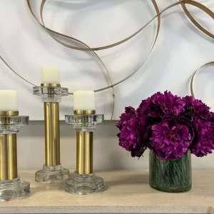 Peony Arrangement in Glass Vase with Grass