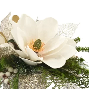 Magnolia with Evergreen and Berries in a Decorative Ceramic Vase