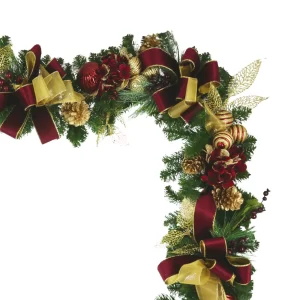 9' Holiday Garland with Hydrangeas, Ornaments, and Bows