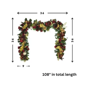 9' Holiday Garland with Hydrangeas, Ornaments, and Bows