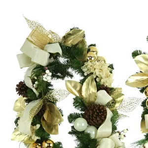 9' Holiday Garland with Hydrangeas, Berries and Bows