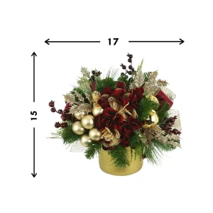 Hydrangea and Pine Holiday Arrangement in a Fiberstone Pot
