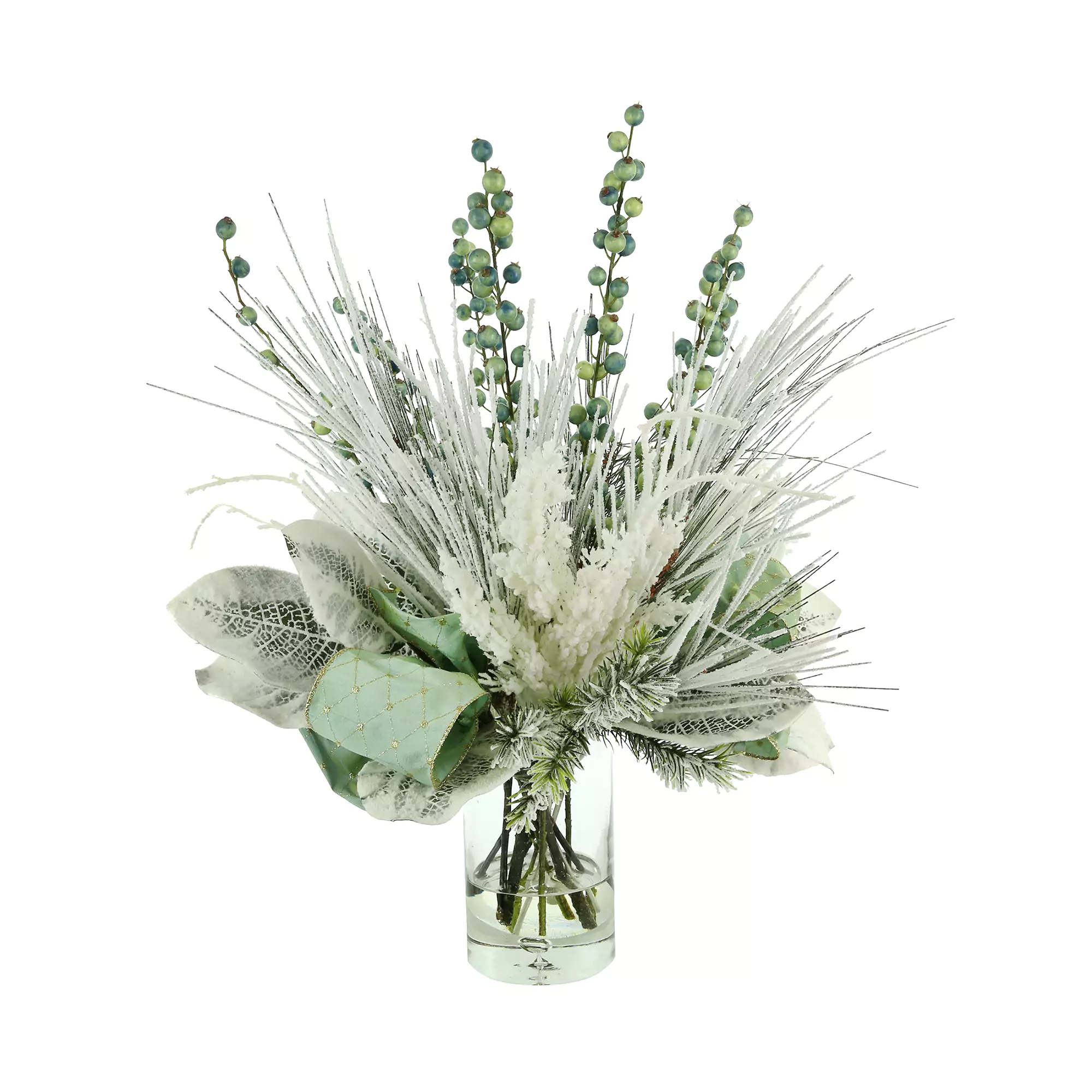 Holiday Arrangement with Snowy Leaves and Berries