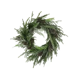 30" Evergreen Holiday Wreath with Pinecones