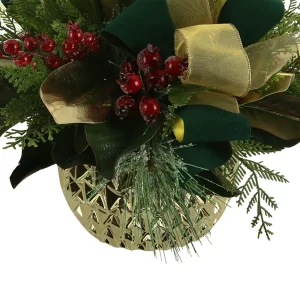 Cedar, Magnolia Leaf and Berry Holiday Arrangement in Ceramic Vase