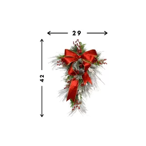 Snowy Holiday Swag with Pinecones, Berries, Ornaments and Ribbon