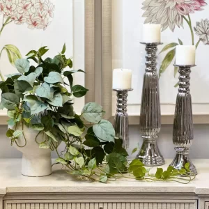 Dusty Ivy Arranged in Round Ceramic Vase