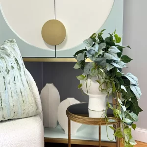 Dusty Ivy Arranged in Round Ceramic Vase