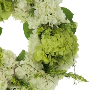 26" Grapevine Wreath with Assorted Hydrangea, Heather and Snowball Vine