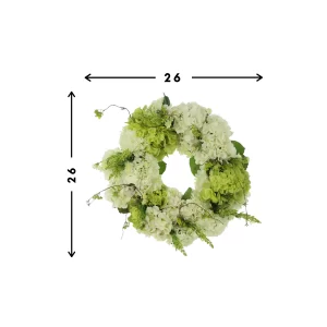 26" Grapevine Wreath with Assorted Hydrangea, Heather and Snowball Vine