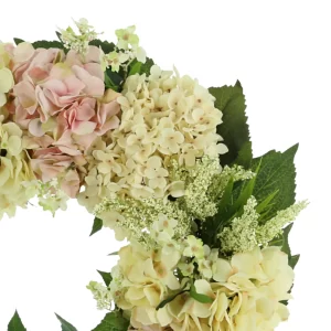 24" Grapevine Wreath with Assorted Hydrangeas and Heather