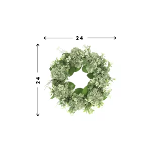 24'' Grapevine Wreath with Hydrangeas and Budding Flowers