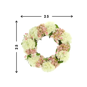 25" Assorted Hydrangea Wreath with Cherry Blossoms - Image 4