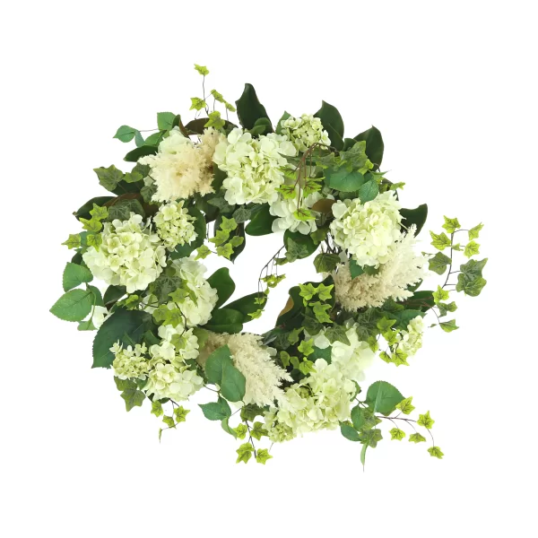 28" Hydrangea, Pampas and Ivy Wreath