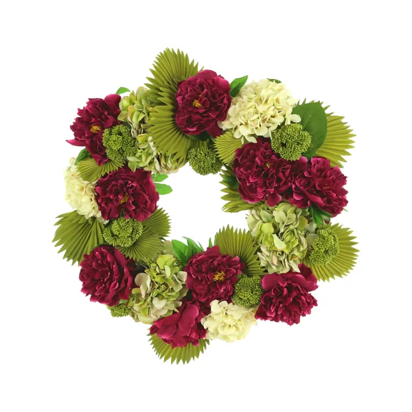 28" Peony, Hydrangea and Sedum Wreath