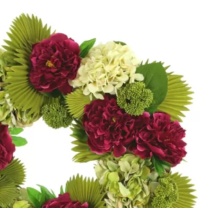 28" Peony, Hydrangea and Sedum Wreath - Image 3