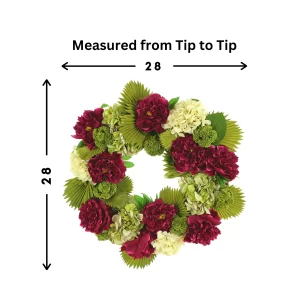 28" Peony, Hydrangea and Sedum Wreath - Image 2