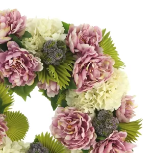 28" Peony, Hydrangea and Sedum Wreath - Image 3