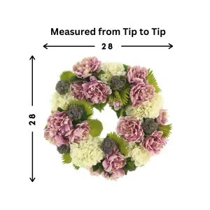 28" Peony, Hydrangea and Sedum Wreath - Image 2