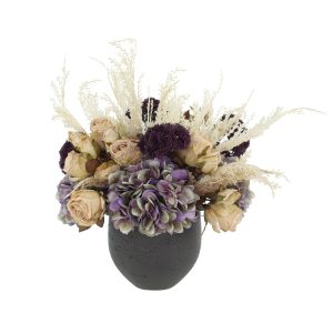 Hydrangea Fall Arrangement with Roses and Sedum