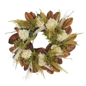 27'' Fall Wreath with Hydrangeas and Pampas