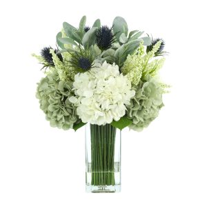 Hydrangea and Lamb's Ear Arrangement in Vase