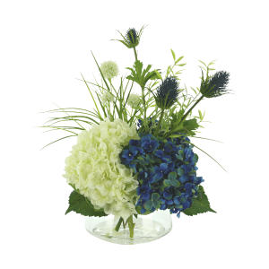 Hydrangeas and Thistles in Vase