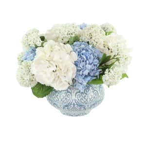 Hydrangea and Viburnum Arrangement in Decorative Vase
