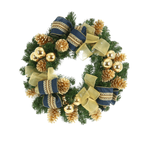 26" Evergreen Wreath with Pinecones, Ornaments and Bows