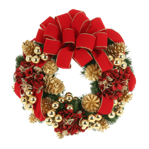 26" Holiday Wreath with Hydrangeas, Pinecones and Ribbon