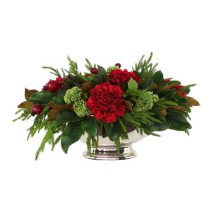 Holiday Hydrangea and Pomegranate Centerpiece